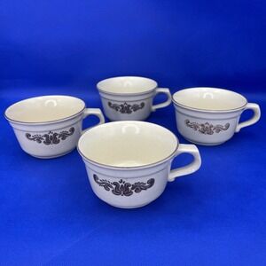 Pfaltzgraff Village Vintage Coffee Soup Mugs – Set of 4 Stoneware 8oz Flat Wide